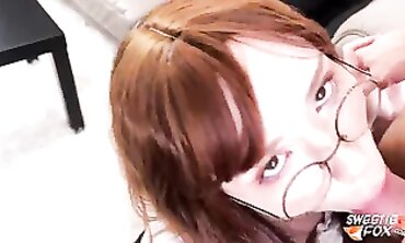 Redhead college girl Gets A Hot POV Blowjob Lesson From Professor