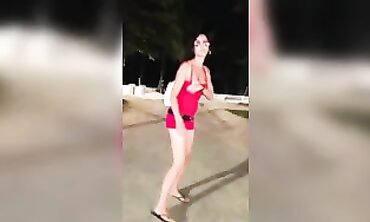 Artemisia Love Smokes and Flashes Her Boobs and Ass Outdoors