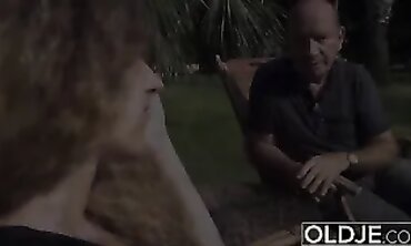 Monique Woods Deepthroats a Mature Man in Hardcore Cowgirl Action