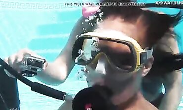 Candy and Lizzy Pounding Mike Underwater