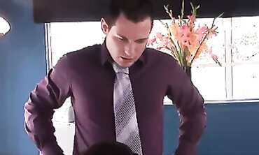Ebony Coworker With Big Tits Gets Interracial
