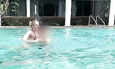 Muscular Amazon Pool Instructor Nikki Almost Drowns Small Stepbro