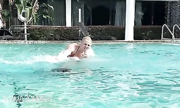 Muscular Amazon Pool Instructor Nikki Almost Drowns Small Stepbro
