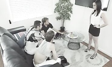 Step Cougar Teaches Football Squad Anal Orgy