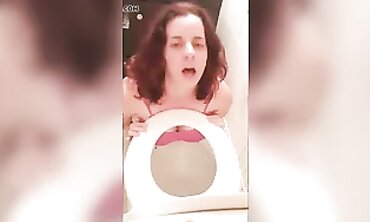 Voluptuous Tiffany Soto Gets Nasty Tonguing In The Toilet