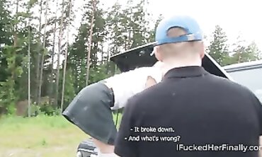 Blonde Babe Fixes Car & Gets Plowed By Mechanic - Sexy Blowjob POV