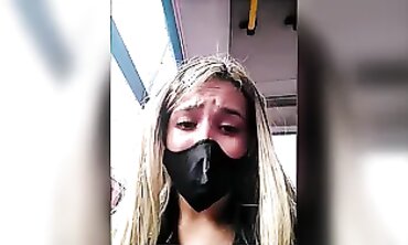 Blonde Amateur Strokes Her Big Ass on a Public Bus
