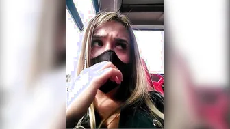 Blonde Amateur Strokes Her Big Ass on a Public Bus