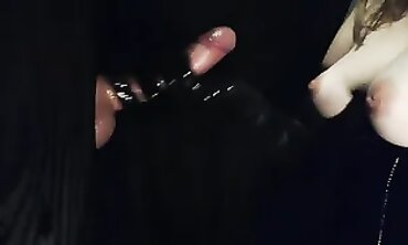 African MILF in Latex Gloves at the Gloryhole