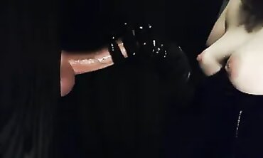 African MILF in Latex Gloves at the Gloryhole