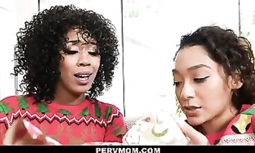 Step Siblings & Stepmom Christmas Threesome
