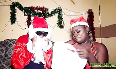 Hot Black Girl Gets Raw Doggystyle Fuck for Christmas Bounty