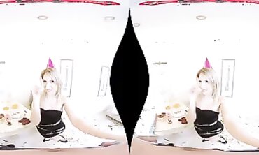 Virtual Reality - Birthday Party Surprise with Hot Blonde Teen Fucks Her Boyfriend