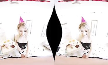 Virtual Reality - Birthday Party Surprise with Hot Blonde Teen Fucks Her Boyfriend