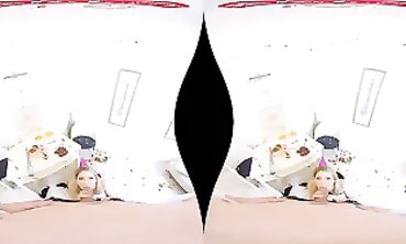 Virtual Reality - Birthday Party Surprise with Hot Blonde Teen Fucks Her Boyfriend