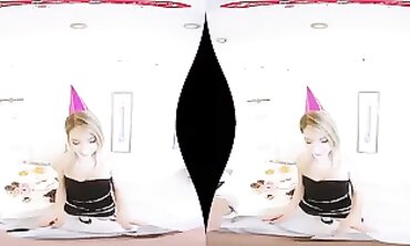 Virtual Reality - Birthday Party Surprise with Hot Blonde Teen Fucks Her Boyfriend