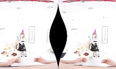 Virtual Reality - Birthday Party Surprise with Hot Blonde Teen Fucks Her Boyfriend