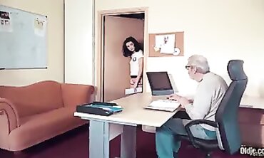 Adorable Barely Legal Slut Gets Pounded by Grandpa's Huge Dick