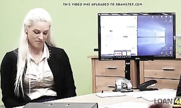 Hot Blondie Gives A Sodden Slit For Necessary Loan - CashForSex