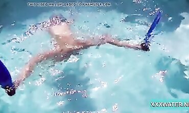 Dark-Haired Candy Shows Off Big Tits Underwater