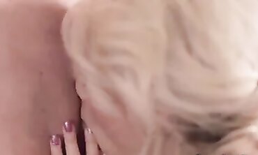 Platinum Blonde Passion Delivers Deep Throat Blowjob