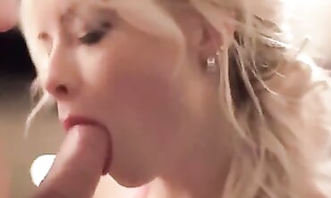 Platinum Blonde Passion Delivers Deep Throat Blowjob