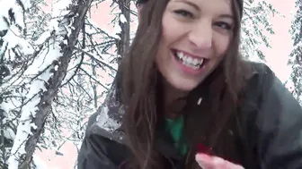 Snow Babe Gives Blowjob Pleasure in Winter Wonderland