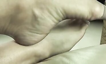 POV MILF in Pantyhose Keeps Rubbing Your Feet