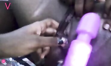 Ebony BBW Lesbians Squirt and Cum with Dildo