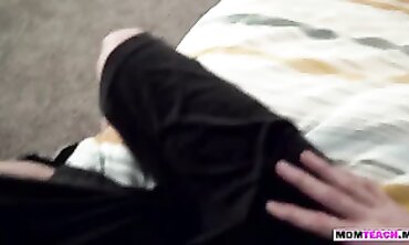 Mature Mom Kit Mercer Gives College Son A Handjob