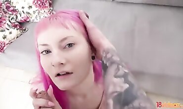 Purple-Haired Teen Alien Fox Takes It On Cowgirl