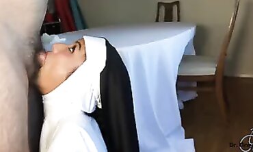 Halloween Nun Cosplay Gets a Hardcore Facial Cumshot
