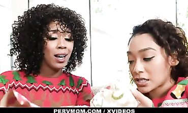 Step Siblings Sarah Lace and Misty Stone Share a Naughty Christmas