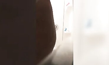 Black Babe With Massive Booty Showers Off