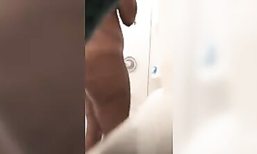 Black Babe With Massive Booty Showers Off