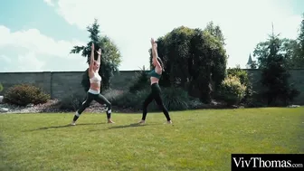 Busty Lesbians Emylia Argan & Jenifer Jane in Yoga Pants