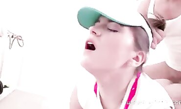 Petite Russian Brunette Gets Rough Doggy Style Fuck