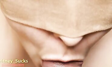 POV: Britney Sucks Gives a Close-Up Blowjob and Deepthroat