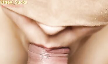 POV: Britney Sucks Gives a Close-Up Blowjob and Deepthroat