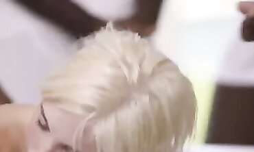 Tiny Blonde Takes Five Huge Black Cocks