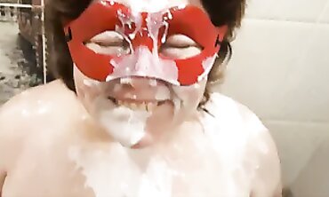 Russian BBW Helgafoxxy Enjoys Shower with Faux Bukkake