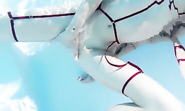 French Brunette Gets Off with Aquatic Anal Fingering