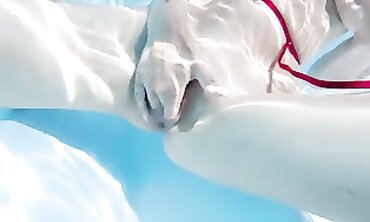 French Brunette Gets Off with Aquatic Anal Fingering