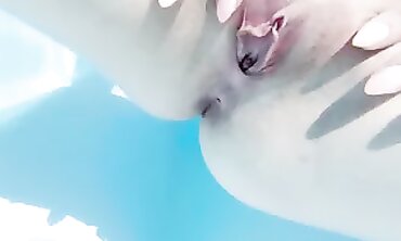 French Brunette Gets Off with Aquatic Anal Fingering