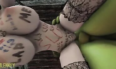 Shrek Pulverizes Elsa and Anna in a Frozen Threesome