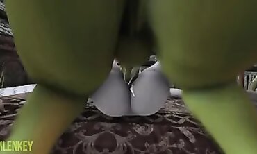Shrek Pulverizes Elsa and Anna in a Frozen Threesome