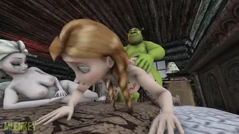 Shrek Pulverizes Elsa and Anna in a Frozen Threesome