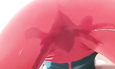 SpicyIren Facesits and Pisses in Tight Red Leggings