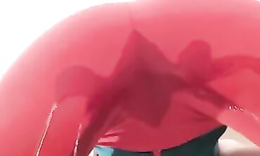 SpicyIren Facesits and Pisses in Tight Red Leggings