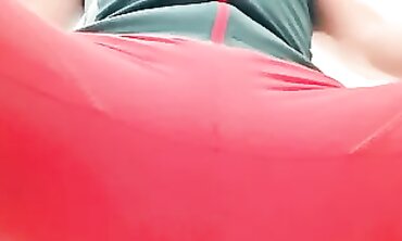 SpicyIren Facesits and Pisses in Tight Red Leggings